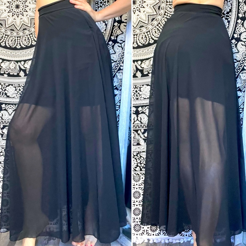 Faust maxi skirt A-shape France Paris vintage very long size S black